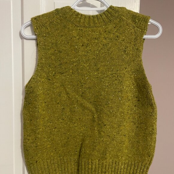 BRAND NEW TOAST Donegal Marino Knitted Tank crew neck pullover XXS lime avocado - Picture 5 of 5